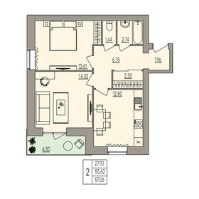 Квартира 57,1 м², 2-комнатная - изображение 1