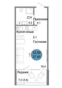 Квартира 37,4 м², студия - изображение 1