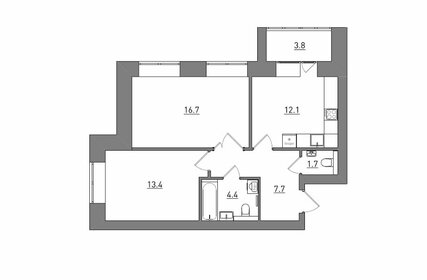 Квартира 59,8 м², 2-комнатная - изображение 2