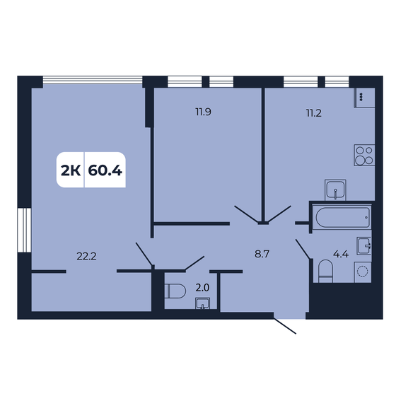 58 м², 2-комнатная квартира 7 500 000 ₽ - изображение 88