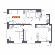 Квартира 66,6 м², 2-комнатная - изображение 2