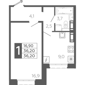 Квартира 36,2 м², 1-комнатная - изображение 1