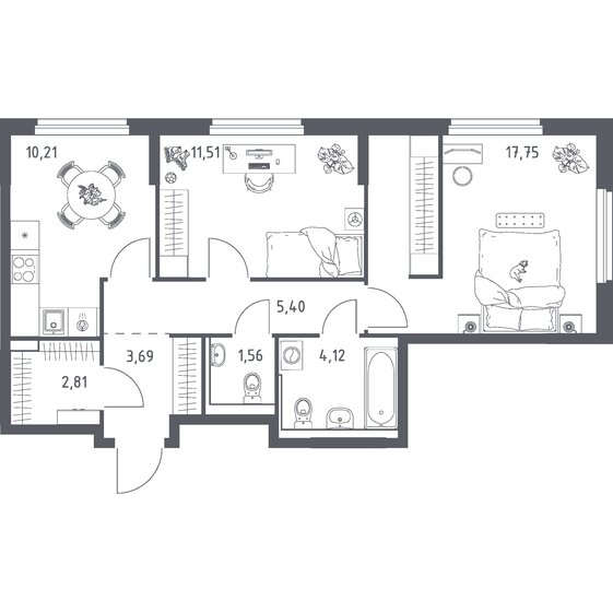 51,1 м², 2-комнатная квартира 7 761 183 ₽ - изображение 50