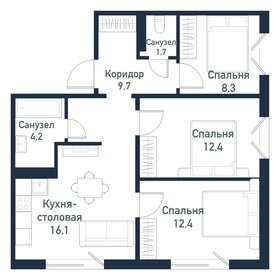 Квартира 64,7 м², 3-комнатная - изображение 1