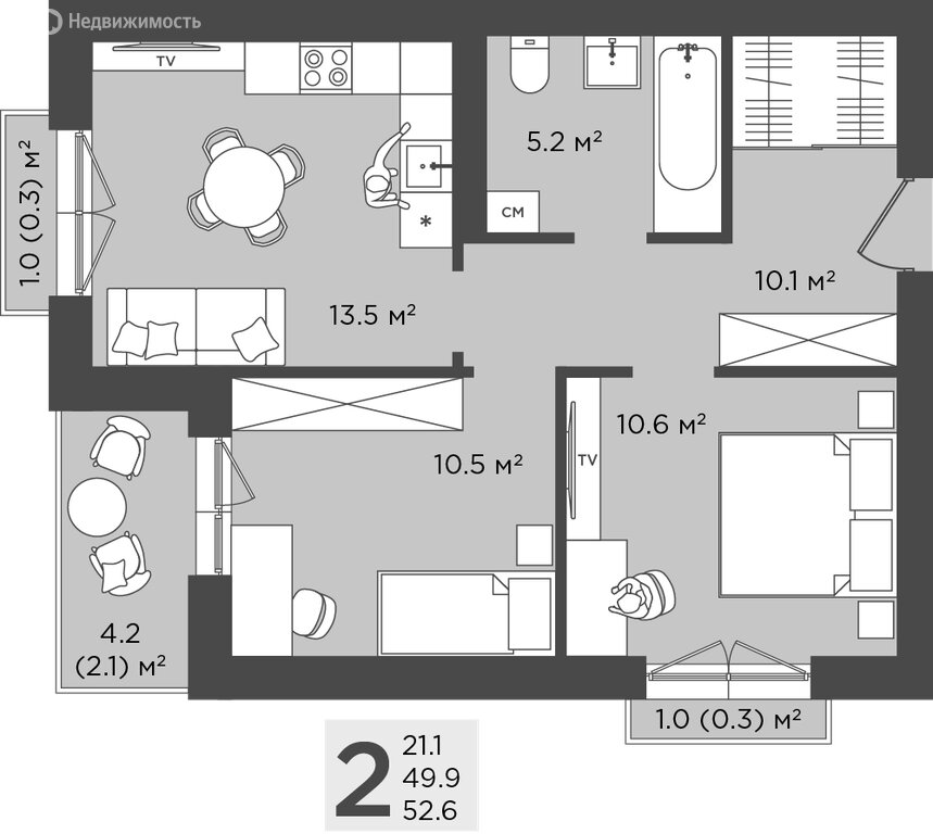 Варианты планировок ЖК «Пальмбург» - планировка 3