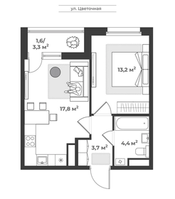 Квартира 40,7 м², 2-комнатная - изображение 1