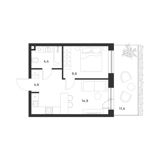 37,4 м², 1-комнатная квартира 12 307 360 ₽ - изображение 27