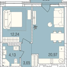 Квартира 43,7 м², 1-комнатная - изображение 2