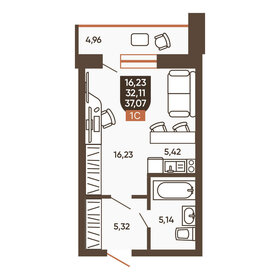 Квартира 37,1 м², 1-комнатная - изображение 1