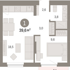 Квартира 39,6 м², 1-комнатная - изображение 2