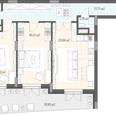Квартира 100,9 м², 2-комнатные - изображение 2