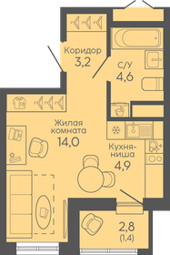 Квартира 28,1 м², студия - изображение 1