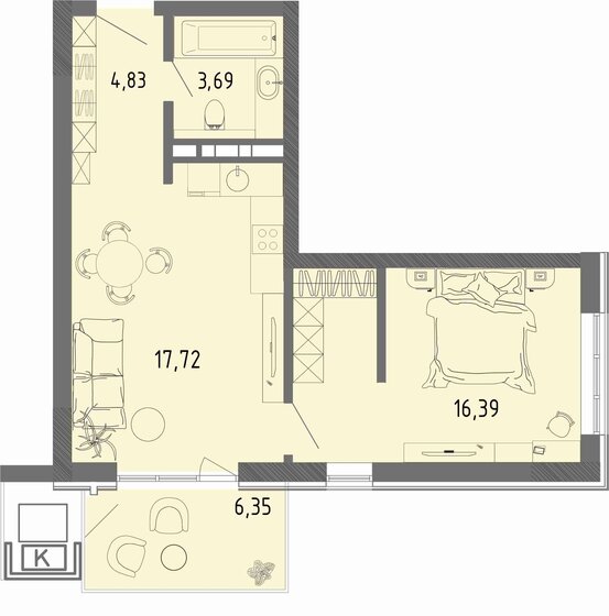 45 м², 1-комнатная квартира 11 583 000 ₽ - изображение 32