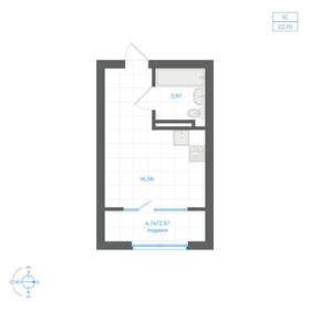 Квартира 22,7 м², студия - изображение 1