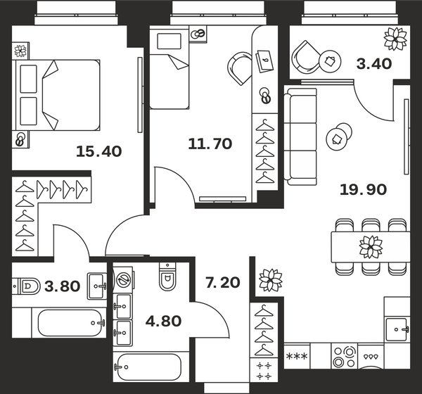 67,6 м², 2-комнатная квартира 10 596 300 ₽ - изображение 37