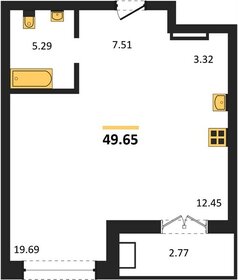 Квартира 49 м², 1-комнатная - изображение 1