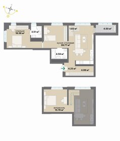 Квартира 95,8 м², 1-комнатная - изображение 1