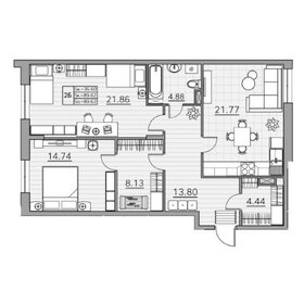 Квартира 89,6 м², 2-комнатная - изображение 1