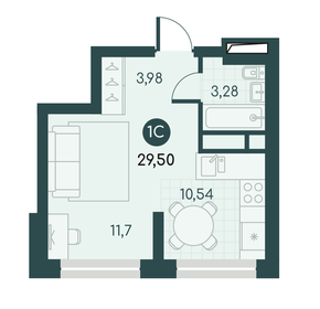 Квартира 29,5 м², студия - изображение 1