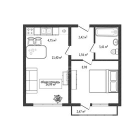 Квартира 32,5 м², 1-комнатная - изображение 1