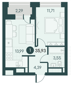 Квартира 35,9 м², 1-комнатная - изображение 1