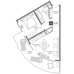 Квартира 53,9 м², 2-комнатная - изображение 1