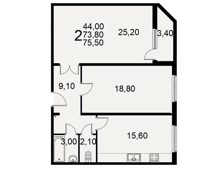 77,7 м², 2-комнатная квартира 7 500 000 ₽ - изображение 31