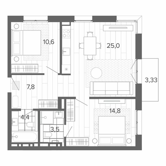 149,5 м², 3-комнатная квартира 10 900 000 ₽ - изображение 76