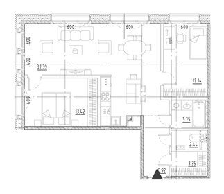 Квартира 78,4 м², 2-комнатная - изображение 1