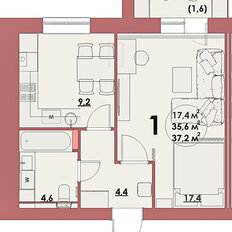 Квартира 37,2 м², 1-комнатная - изображение 2