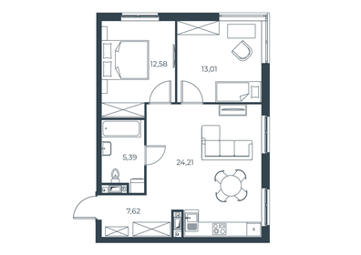Квартира 62,8 м², 2-комнатная - изображение 1