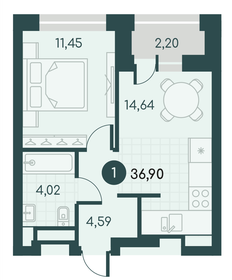 Квартира 36,9 м², 1-комнатная - изображение 1