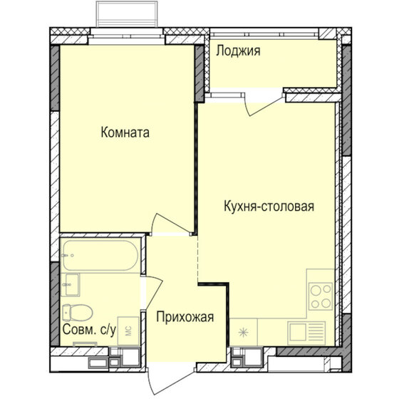 39 м², 2-комнатная квартира 3 000 000 ₽ - изображение 66