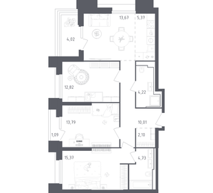 Квартира 87,2 м², 3-комнатные - изображение 1
