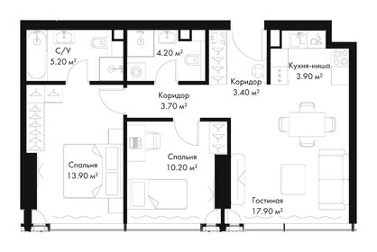Квартира 62,4 м², 2-комнатная - изображение 2