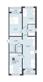 Квартира 83,2 м², 3-комнатная - изображение 1