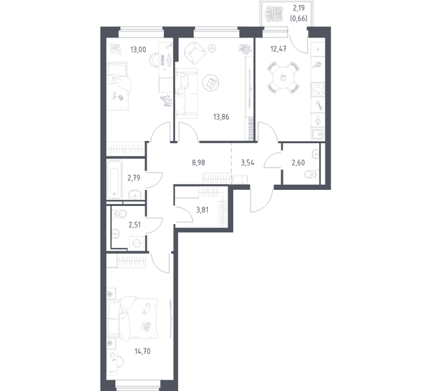65,8 м², 3-комнатная квартира 8 607 948 ₽ - изображение 21