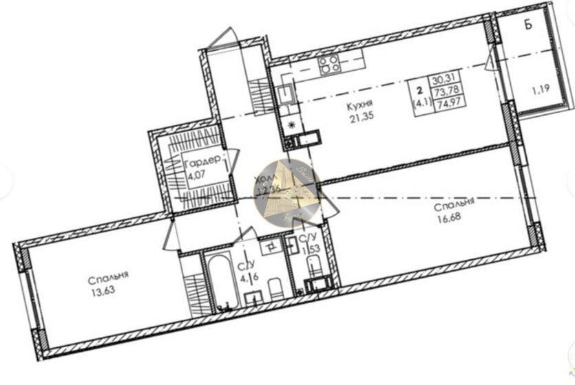 60,1 м², 2-комнатная квартира 8 786 620 ₽ - изображение 19