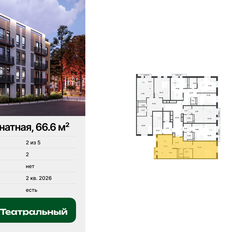 Квартира 66,6 м², 2-комнатная - изображение 2
