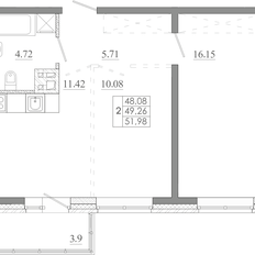 Квартира 52 м², 2-комнатная - изображение 3
