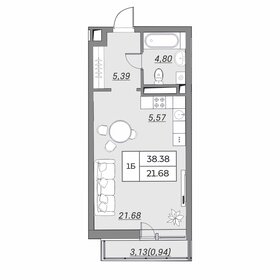 Квартира 38,4 м², студия - изображение 1