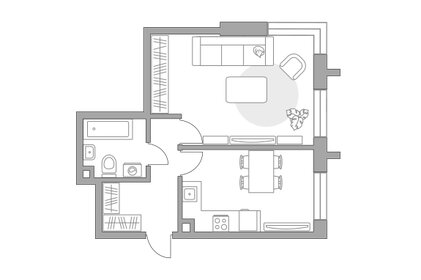 Квартира 42,2 м², 1-комнатная - изображение 1