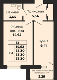 Квартира 35,3 м², 1-комнатная - изображение 1