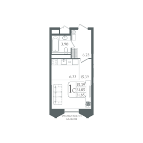 Квартира 31,9 м², студия - изображение 1