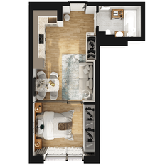 Квартира 34,8 м², 1-комнатная - изображение 3