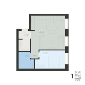 Квартира 112,4 м², 1-комнатная - изображение 1