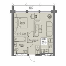 Квартира 34,3 м², 1-комнатная - изображение 4