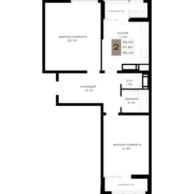 Квартира 65,5 м², 2-комнатная - изображение 1