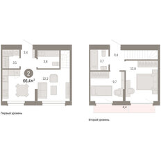 Квартира 66,4 м², 2-комнатная - изображение 3