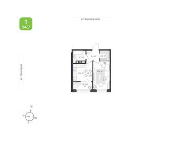 Квартира 34,7 м², 1-комнатная - изображение 1